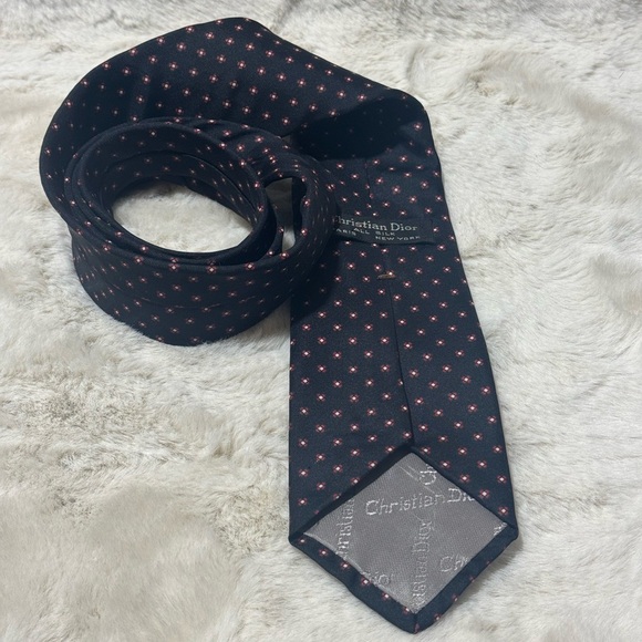 Christian Dior Tie Navy Blue and Red - Picture 1 of 11